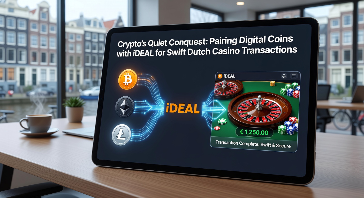 Screenshot van een casino-dashboard met crypto en iDEAL stortingsopties, illustrerend naadloze integratie voor Nederlandse gebruikers