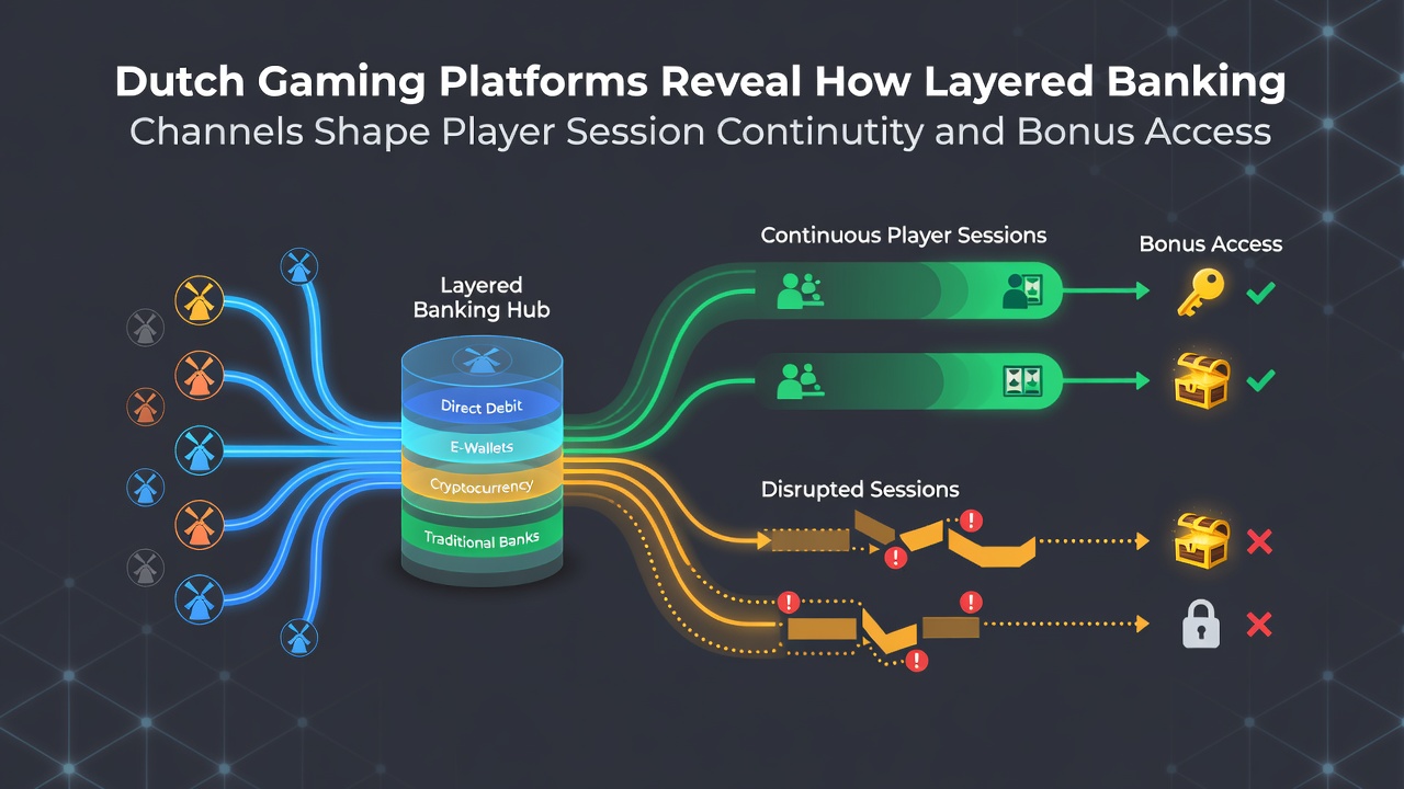 Illustratie van gelaagde bankkanalen in Nederlandse online gaming platforms met focus op iDEAL en crypto betalingen